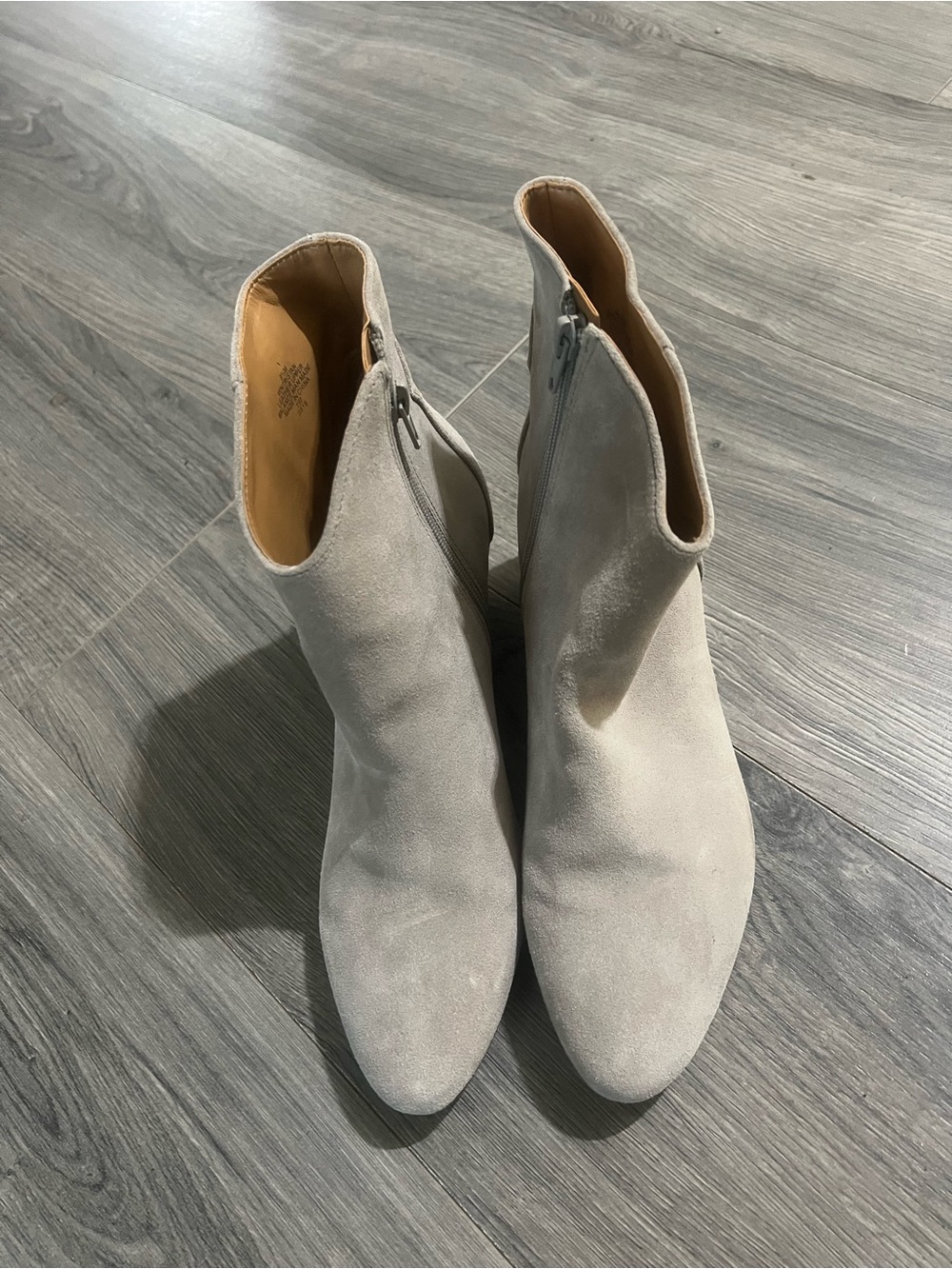 Nine West Light Gray Suede Ankle Booties with Side Zip